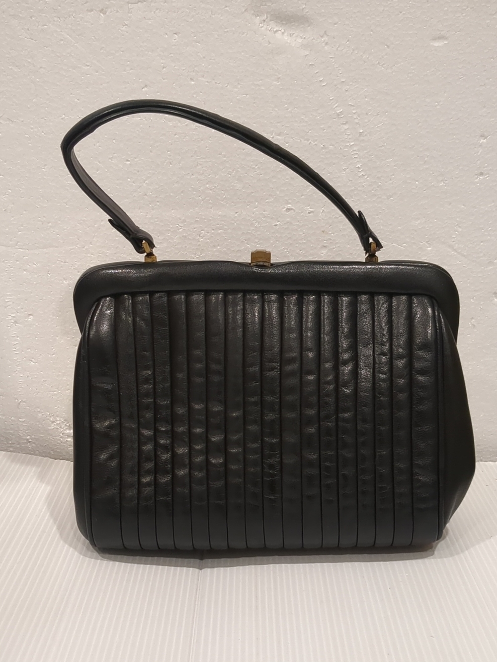 Vintage Classic Black Quilted Leather Top-Handle Bag